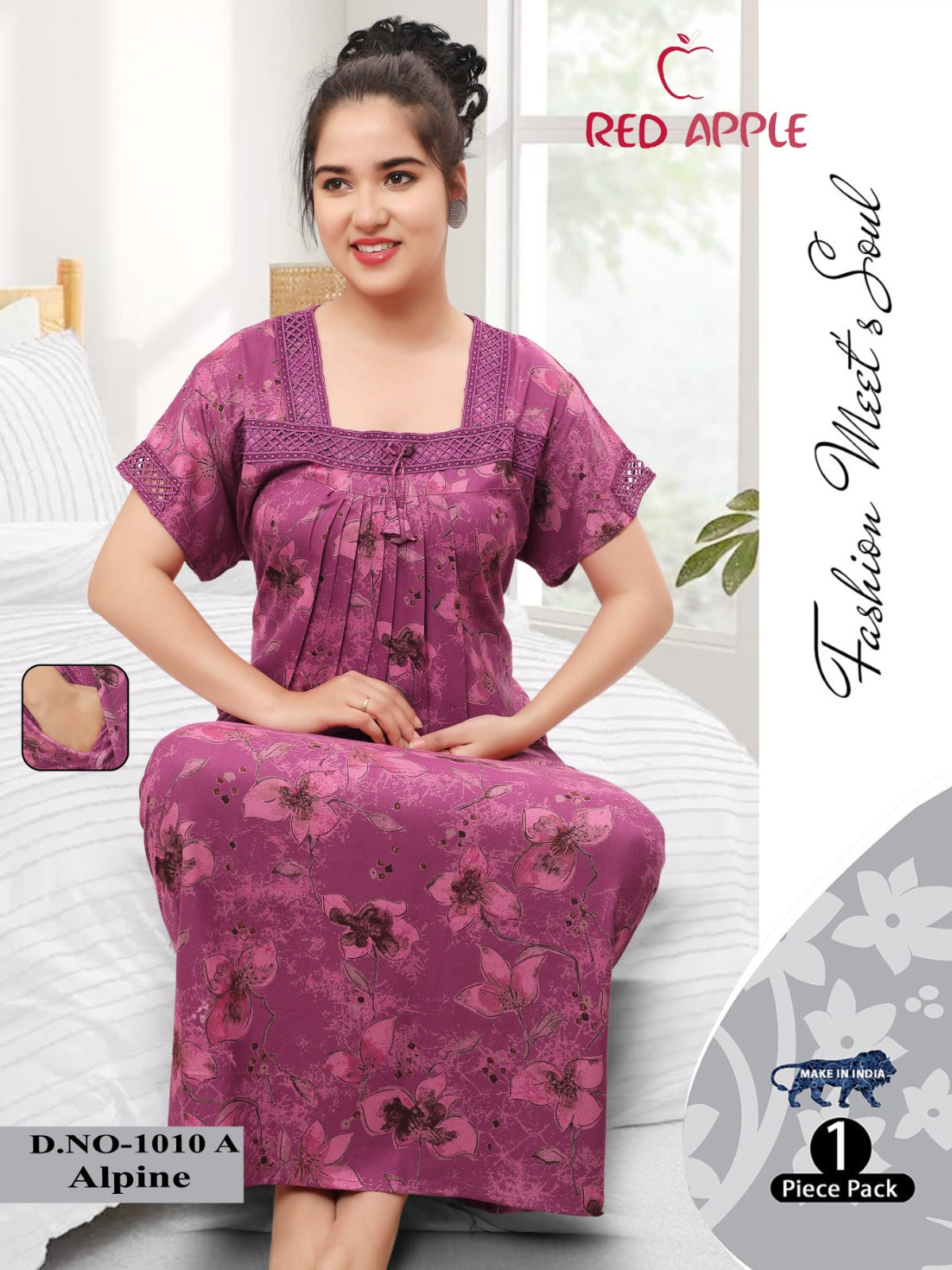 Women's Alpine Nighty - Soft and Stylish Floral Print