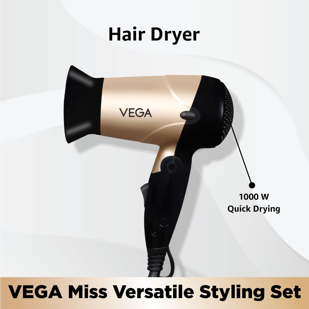 Vega Miss Versatile Styling Set - Hair Dryer, Straightener, and Curler