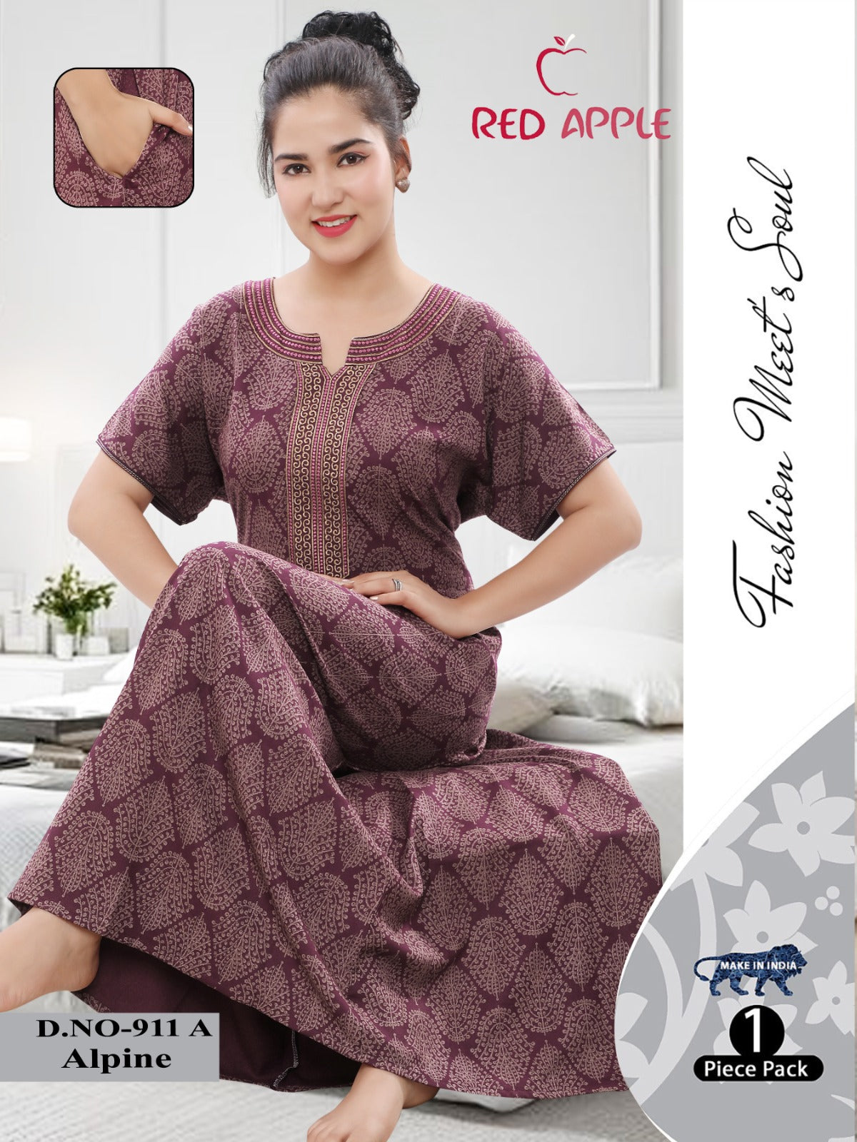 Alpine Floral Print Nighty - Elegant Women's Nightwear