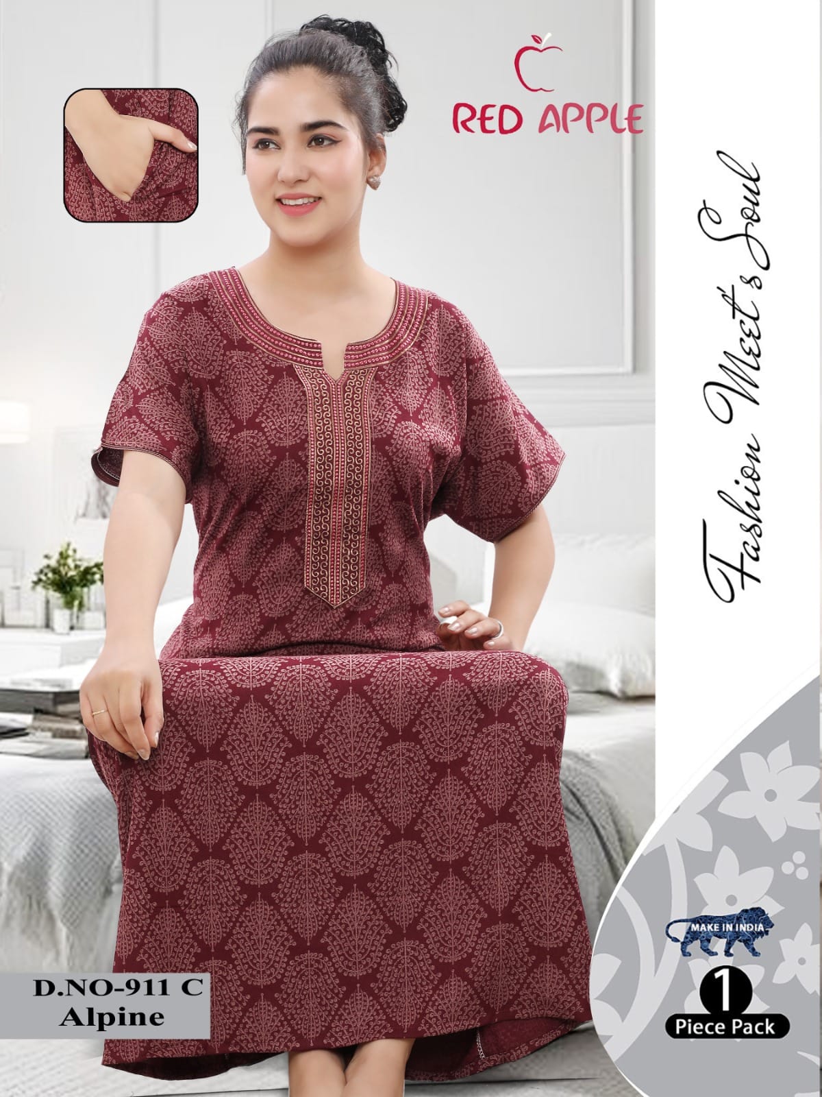 Alpine Floral Print Nighty - Elegant Women's Nightwear