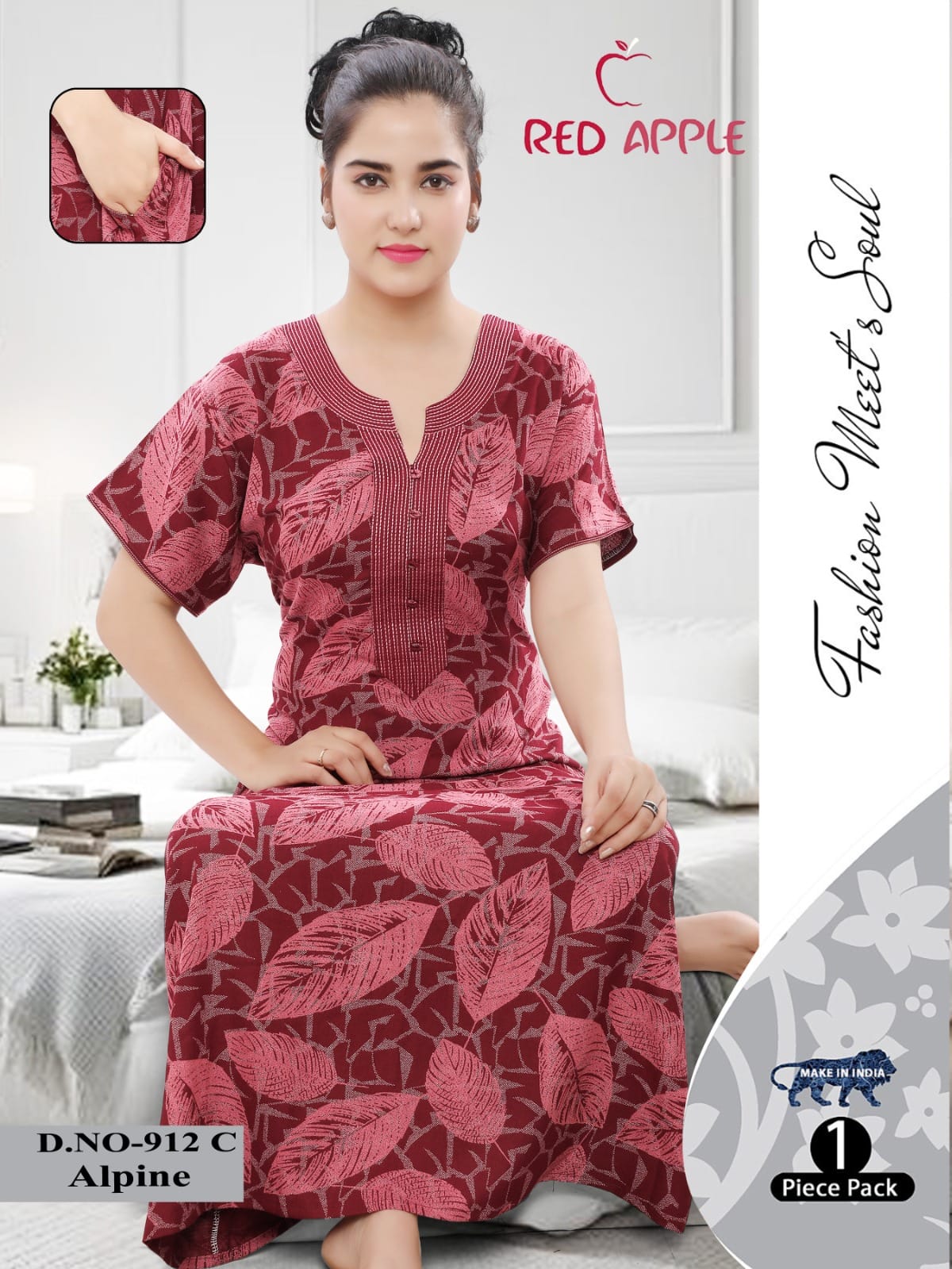 Alpine Nighty for Women - Comfortable Floral Print